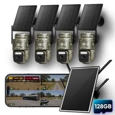 Construction Site 4G Solar Security Cameras 4 Channel 2K CCTV Single SIM Battery