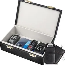 Faraday Box & 2 Pack Faraday Bag, 8.42" x5.19" x 2.76" Faraday Key Fob Protec...
