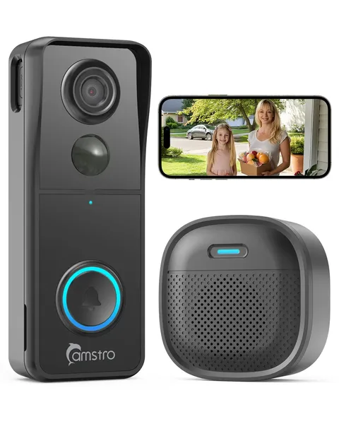 Camstro 5MP Wireless Video Doorbell, 180-Day Battery, Night Vision, 2-Way