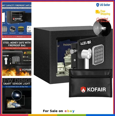 Digital Safe Box 0.23 Cu Ft Electronic Keypad Lock with Fireproof Bag Sensor