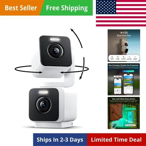 Duo Cam Pan Indoor/Outdoor  2K 360° Pan/Tilt Smart Home Security Camera with ...