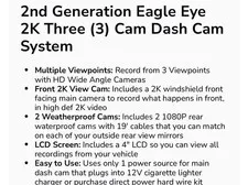 NEW FalconEye EagleEye 2nd Gen 3-dash Cam Wireless Camera