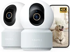 4K Baby Pet Security Camera 2 Pack Dual Band Wi-Fi6 Cry & Motion Detection