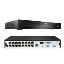 ZOSI 16Ch 4K PoE NVR Recoder 8MP Video NVR for Add On IP Camera System No HDD