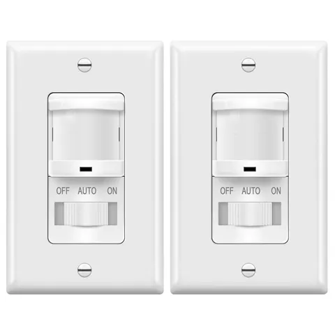 Motion Sensor Light Switch Single Pole Occupancy 4A 500W White 2 Pack for Room L