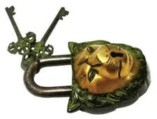 Lion Shape Antique Vintage Style Handmade Solid Brass Padlock With Working Keys