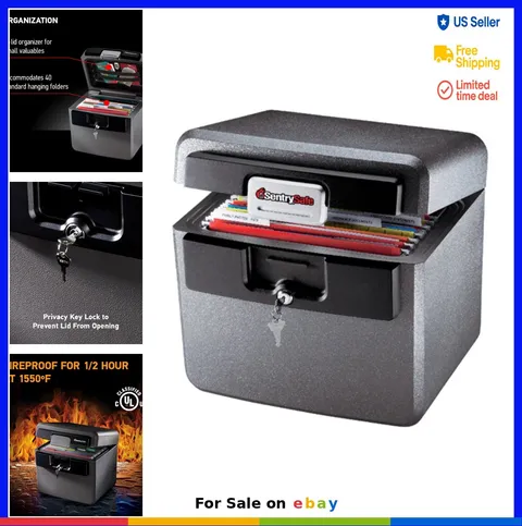 Fire Water Resistant File Safe 0.65 Cu Ft Key Lock Document Storage 40 Hanging