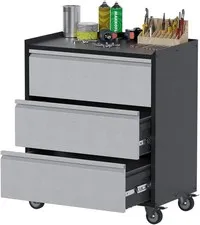 Lockable Metal Rolling Tool Chest with 3 Drawers, Storage Cabinet with Wheels...