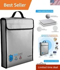 Fireproof Waterproof Document Bag with Zipper,Heat Insulated Upgraded Firepro...