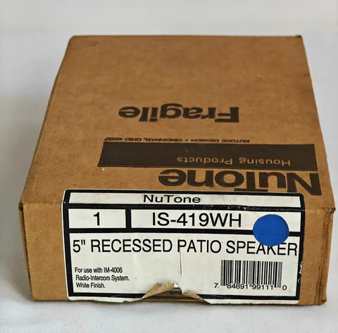 Nutone IS-419WH 5" Recessed Patio Speaker, White NEW for IM-4006