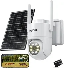 Solar Security Cameras Wireless Outdoor 2K 4MP AOV 24/7 Continuous Recording