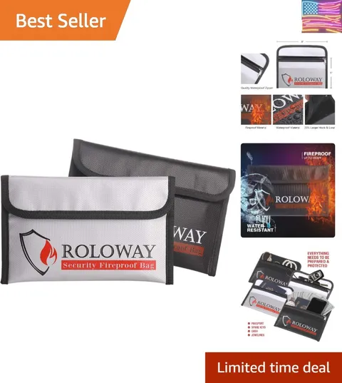Small Fireproof Bag 5 x 8 inches, Non-itchy Fireproof Money Bag for Cash, Val...