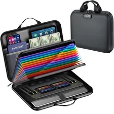 AOTRUTII Fireproof Document Box with Lock, Waterproof Hard-Shell File Organiz...
