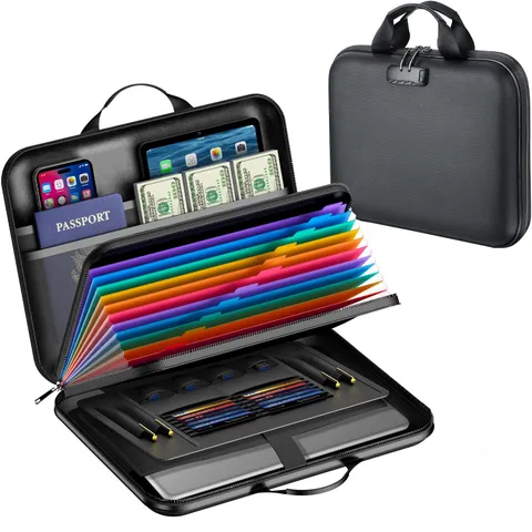 AOTRUTII Fireproof Document Box with Lock, Waterproof Hard-Shell File Organiz...