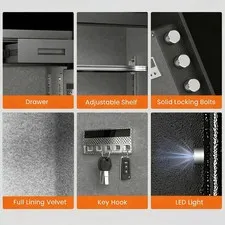 6 Cu Ft Large Biometric Gun Safe with Adjustable Shelves