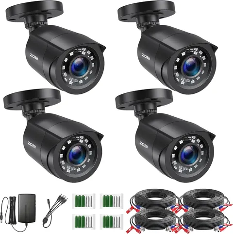 1080P 4 Pack HD TVI Security Cameras, 80Ft Night Vision, Outdoor Indoor Weatherp