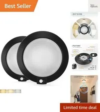 Motion Sensor Ceiling Light, 3CCT Selectable Motion Detector Disk Lights with...