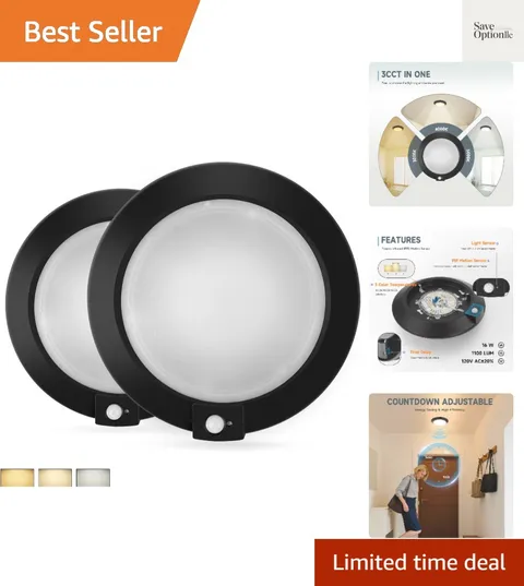 Motion Sensor Ceiling Light, 3CCT Selectable Motion Detector Disk Lights with...
