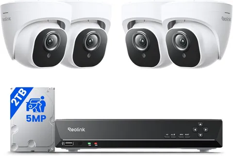 REOLINK Smart 5MP 8CH Home Security Camera System, 4Pcs Wired Poe IP Cameras Out
