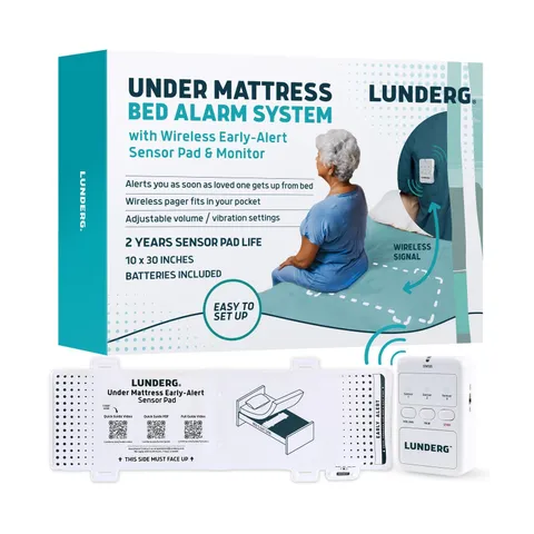 Lunderg Under Mattress Bed Alarm for Elderly Adults - Wireless Sensor Pad wit...