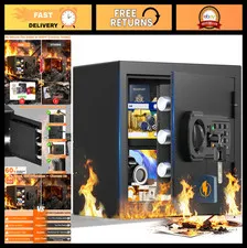 Fireproof Safe Box 35 Mins, 22Lbs Anti-Theft with Digital Keypad & LED Light, Sm