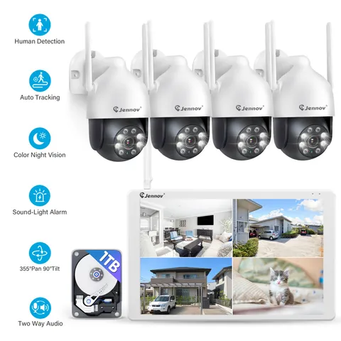 JENNOV 10CH 5MP Wifi NVR Wireless CCTV Security Camera System Outdoor 1TB HDD