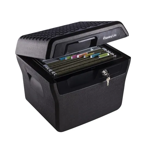 SentrySafe Fireproof and Waterproof Lock Box with Key Lock, File Safe with Ca...