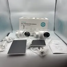 2pk SEHMUA Solar Wireless Security Camera, Outdoor 2K 360° View RBX-S44, WHITE