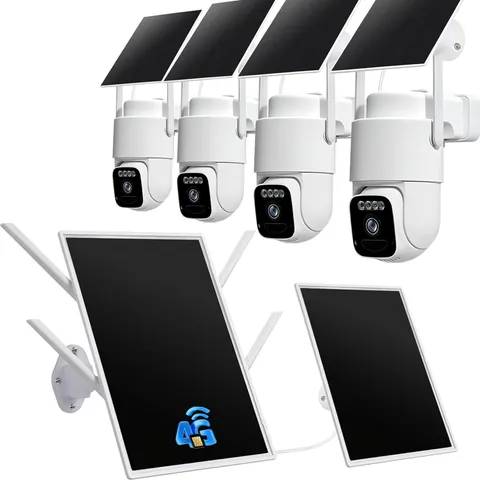Solar 4G Cameras kit Wireless Outdoor, 4 Cam-Kit, SIM Card Base Station, LTE ...