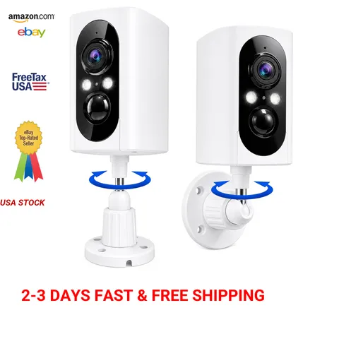 Wireless Outdoor Security Cameras 2K Resolution IP65 Weatherproof 355 Degree Pan
