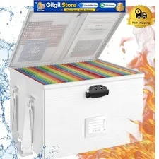 Elegant Fireproof File Organizer with Lock - Spacious for Letter & Legal Papers