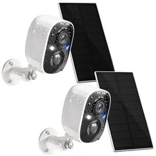 2 Pack Solar Security Cameras Wireless Outdoor, 2K Video, Motion Detect