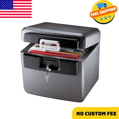 Water and Fire Resistant File Safe with 2 Keys, Gray