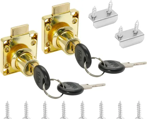 2 Packs Drawer Lock with Keys, Desktop Lock with 0.84"/22mm Length Cylinder C