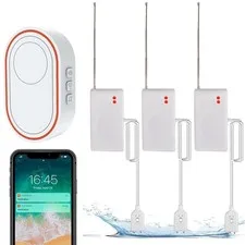 Water Detector Kit: 1 Smart Hub + 3 Leak Sensor (Silent), Water Sensor with E...