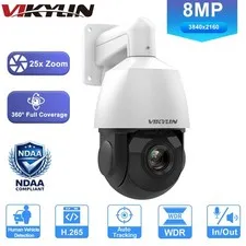 VIKYLIN 4K 8MP 25X Zoom PTZ POE IP Camera Outdoor Auto Tracking Motion Detection
