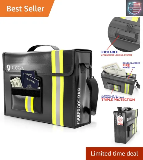 Upgraded Fireproof & Waterproof Document Bag – Lockable 17”x 12”x 5” with Wal...