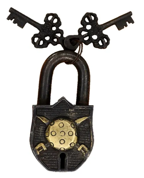 Handcrafted Brass Victorian Style Door Lock Sword and Shield Design Padlock