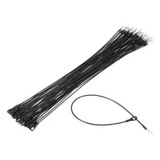 50Pcs Security Tags Lanyards Wire Loop (14", Black), Steel Wire Cable Loop