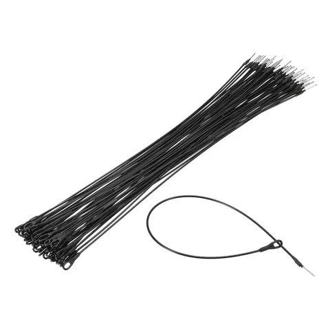 50Pcs Security Tags Lanyards Wire Loop (14", Black), Steel Wire Cable Loop