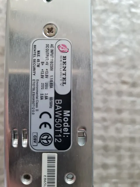 Bentel Model BAW50T12 Swiching Power Supply