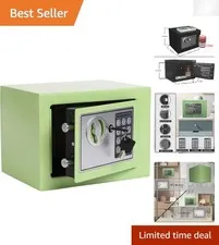 Light Green Wall-Mount Security Safe with Digital Lock & Easy Access Keys
