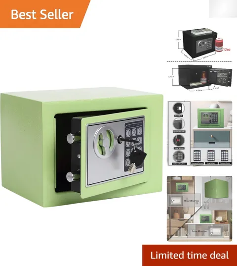 Light Green Wall-Mount Security Safe with Digital Lock & Easy Access Keys