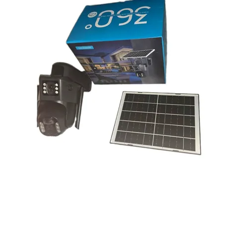 360° PTZ Wi‑Fi Outdoor Solar Security Camera 1080p Night Vision Black