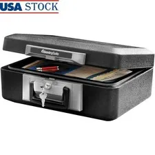Fireproof Safe Box Key Lock Durable Security Storage Documents Valuables New