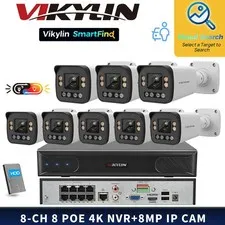 VIKYLIN SmartFind 8POE 8CH NVR Dual light Color 5×ZOOM 8MP 4K PTZ IP Camera Lot