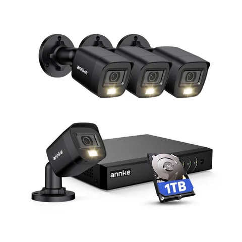 ANNKE 8CH H.265+ 3K Lite Wired Security Camera System with AI Human/Vehicle D...