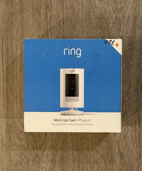 Ring Stick Up Cam Plug-In Indoor/Outdoor 1080p Wired Security Camera (White) New