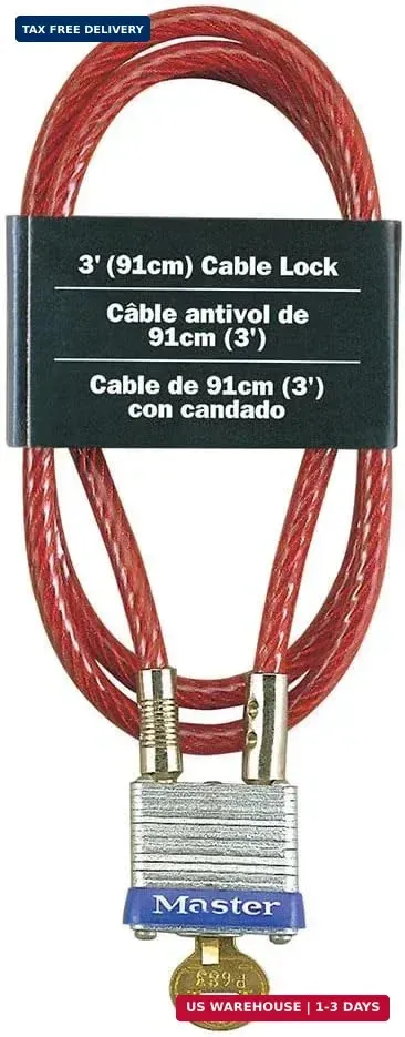 Master Lock 719D Steel Cable with Integrated Outdoor Padlock with Key, 1 Pack