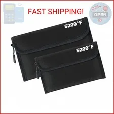 GQIRIL Fireproof Document Money Bag - 2 Pack 5200°F Fire Proof Waterproof Safe P